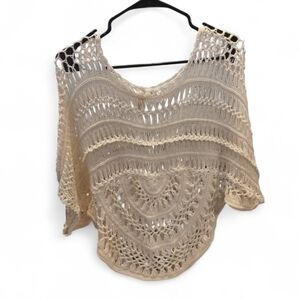Shoreline Cream Knit Crocheted Sweater Top S/M